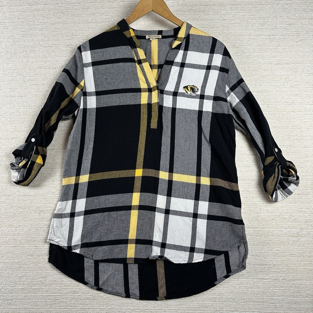 UG Apparel Women's Small Plaid Flannel Shirt Missouri Tigers 100% Cotton College